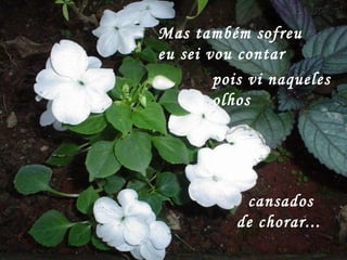 Mas também sofreu  eu sei vou contar  pois vi naqueles olhos  cansados  de chorar... 