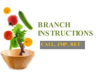 BRANCH INSTRUCTIONS CALL, JMP, RET 