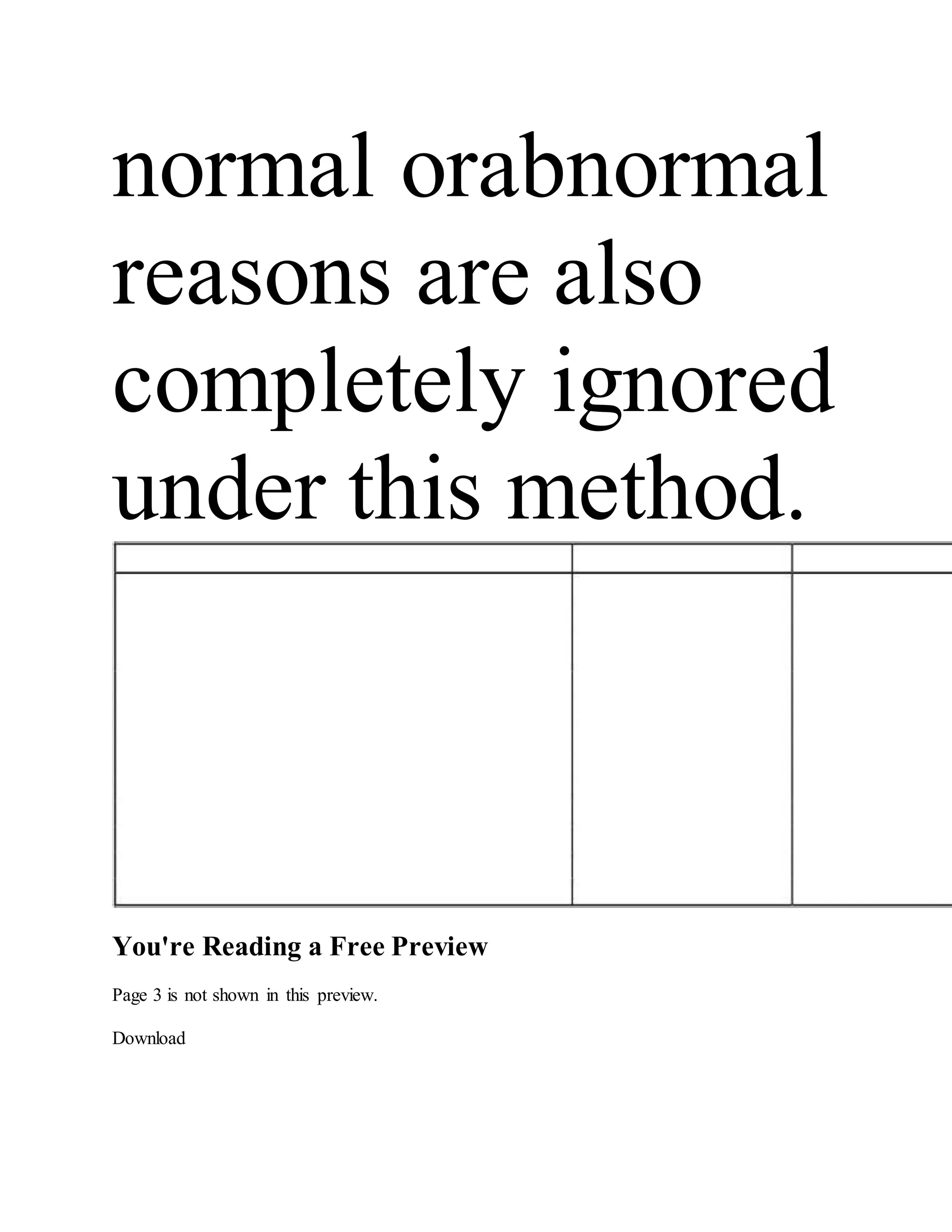 normal orabnormal
reasons are also
completely ignored
under this method.
You're Reading a Free Preview
Page 3 is not shown in this preview.
Download
 