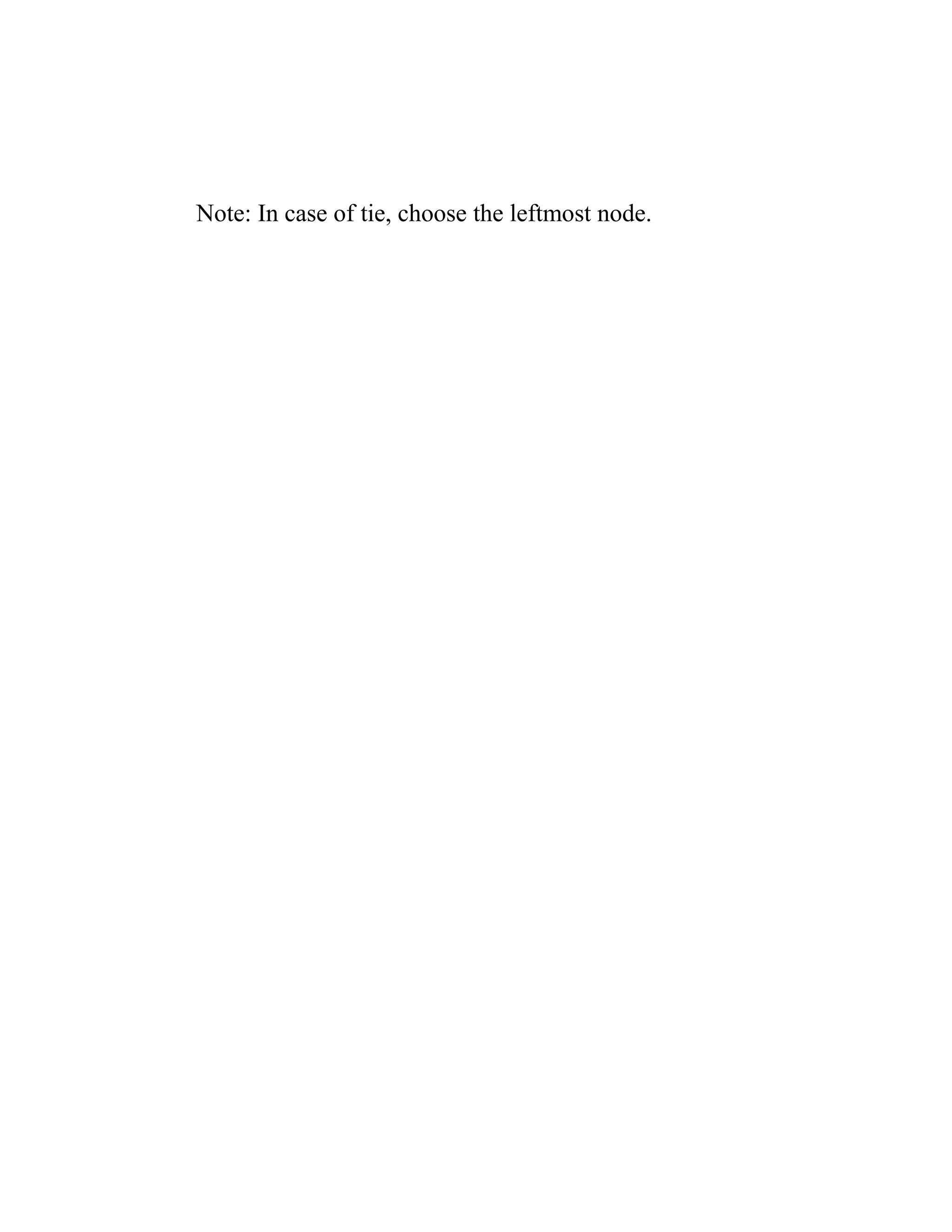 Note: In case of tie, choose the leftmost node.
 
