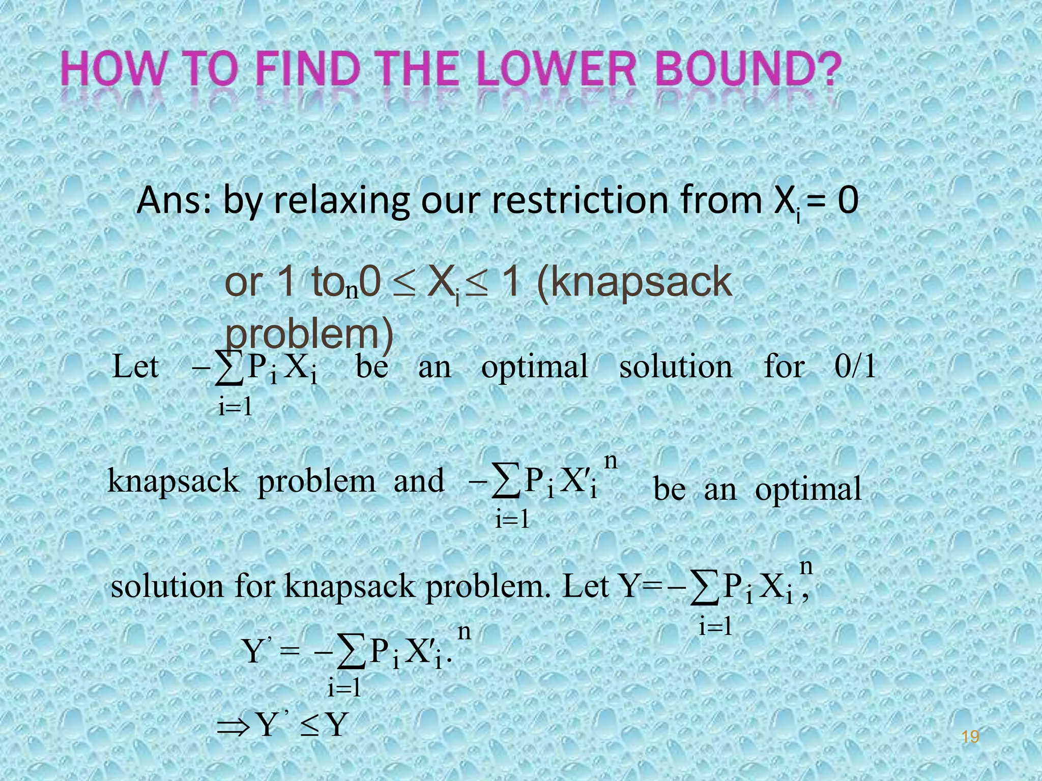 Branch and bound method