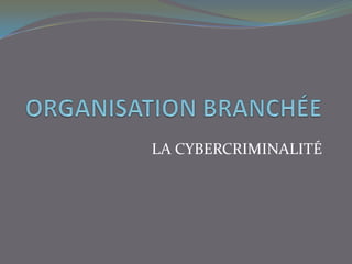ORGANISATION BRANCHÉE LA CYBERCRIMINALITÉ 