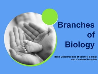 Basic Understanding of Science, Biology
and it’s related branches
Branches
of
Biology
 