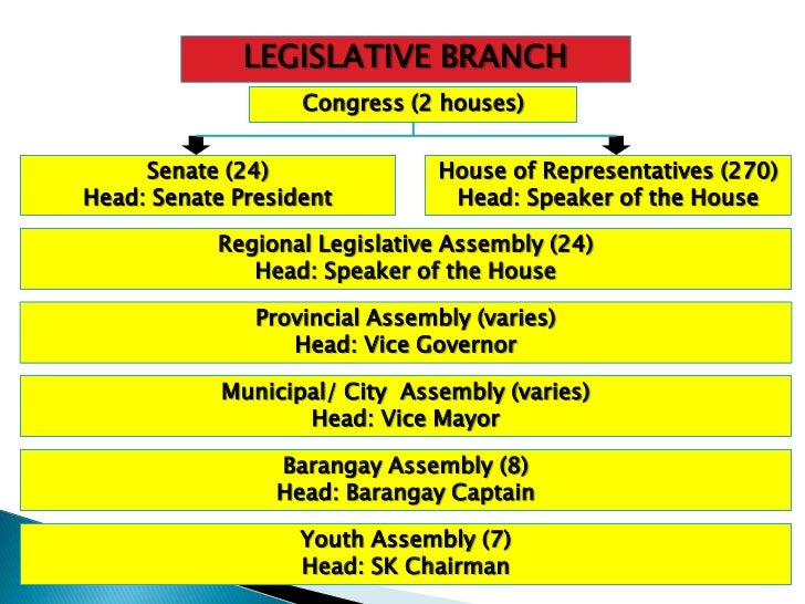 Who is in charge of the legislative branch?