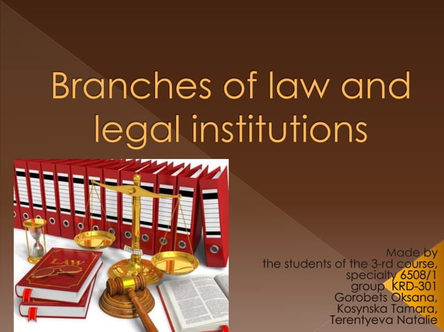 Branches of law and legal institutions | PPT
