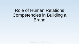 Role of Human Relations
Competencies in Building a
Brand
Prof. Akshay N. Ganbote, JSPM's JSCOE MBA Department 1
 