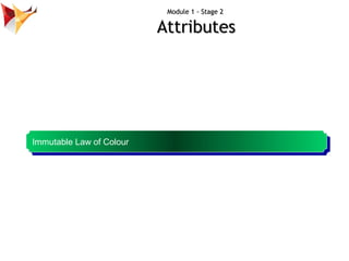 Module 1 - Stage 2

                                Attributes




Immutable Law of Colour
 Immutable Law of Colour


    ...