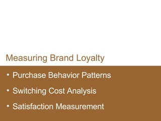 Measuring Brand Loyalty Purchase Behavior Patterns Switching Cost Analysis Satisfaction Measurement 