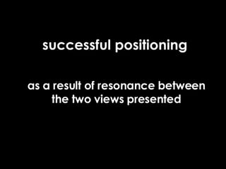 successful positioning as a result of resonance between the two views presented 
