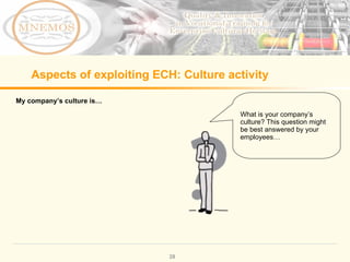 Aspects of exploiting ECH: Culture activity My company’s culture is… What is your company’ s culture? This question might be best answered by your employees…