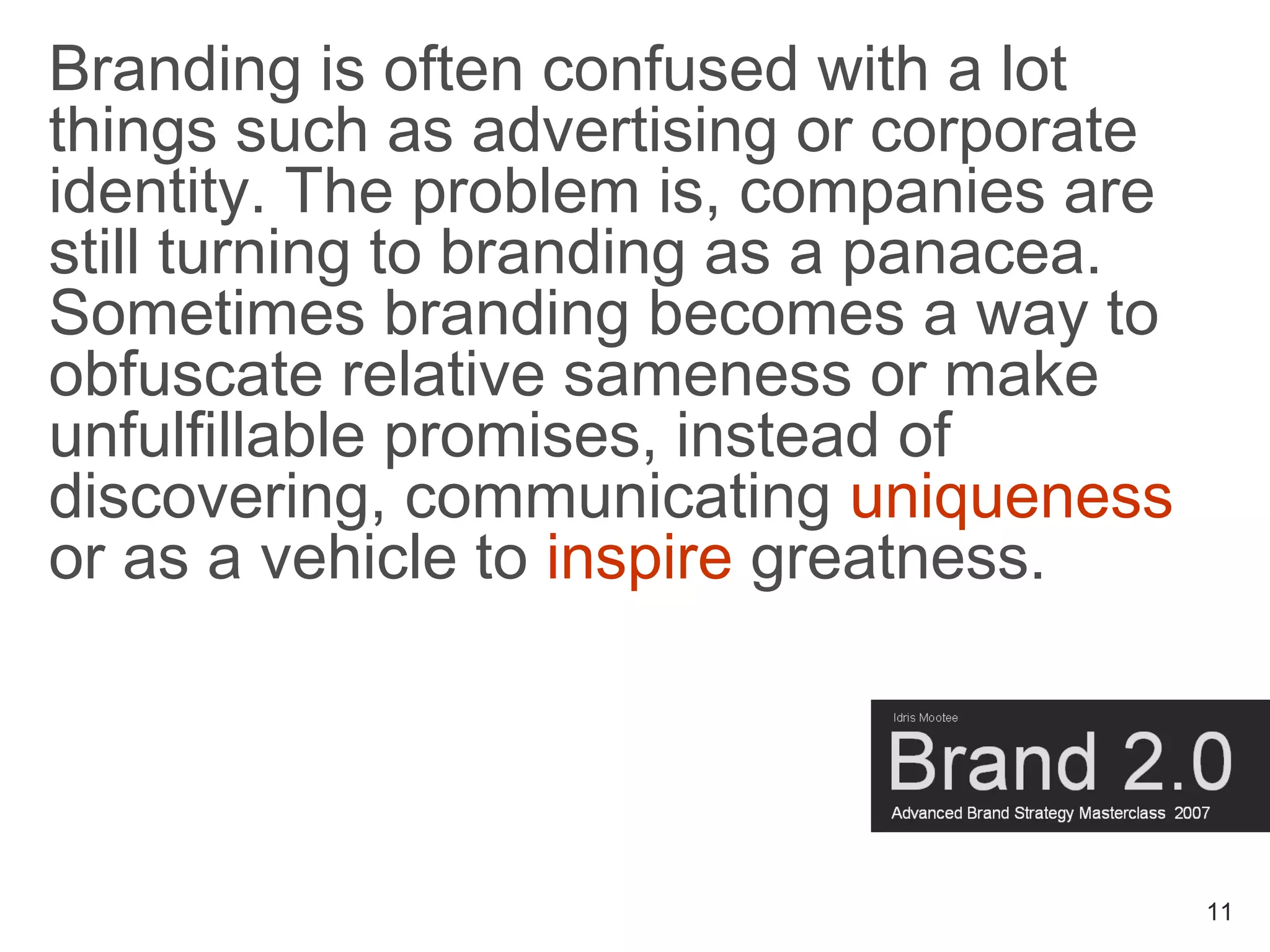 Brand Masterclass Week One