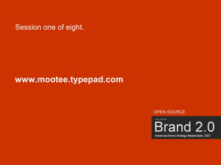 Brand Masterclass Week One