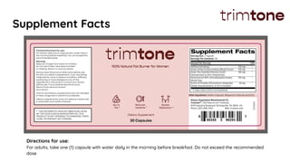Supplement Facts
Directions for use:
For adults, take one (1) capsule with water daily in the morning before breakfast. Do not exceed the recommended
dose
 