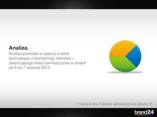 Analiza. Analiza powstała w oparciu o dane pochodzące z monitoringu Internetu i obejmującego treści zamieszczone w dniach ...
