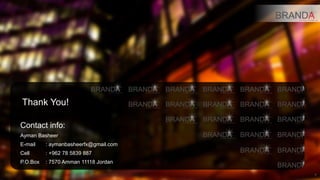 Thank You!

Contact info:
Ayman Basheer
E-mail    : aymanbasheerfx@gmail.com
Cell      : +962 78 5839 887
P.O.Box   : 7570 Amman 11118 Jordan

                                       7
 