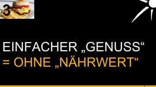 EINFACHER „GENUSS“ 3 = OHNE „NÄHRWERT“ 