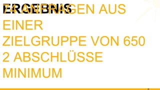 ERGEBNIS 74 ANFRAGEN AUS EINER ZIELGRUPPE VON 650 2 ABSCHLÜSSE MINIMUM 