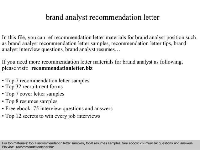 Brand analyst recommendation letter Brand analyst recommendation letter