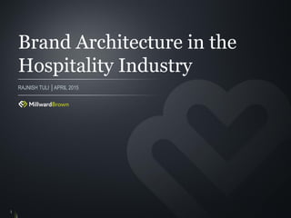 Brand Architecture in the
Hospitality Industry
RAJNISH TULI │APRIL 2015
1
 