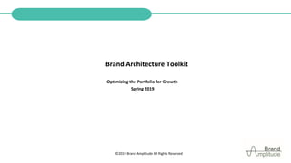 ©2019 Brand Amplitude All Rights Reserved
Brand Architecture Toolkit
Optimizing the Portfolio for Growth
Spring 2019
 