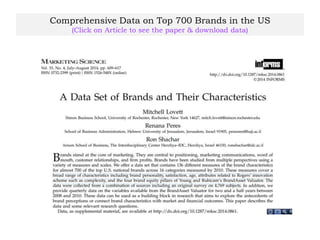 Comprehensive Data on Top 700 Brands in the US
(Click on Article to see the paper & download data)
 