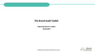 ©2019 Brand Amplitude All Rights Reserved
The Brand Audit Toolkit
Organizing Data for Insights
Spring 2019
 
