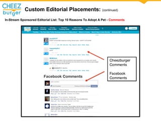 Custom Editorial Placements: (continued)
In-Stream Sponsored Editorial List: Top 10 Reasons To Adopt A Pet - Comments
 