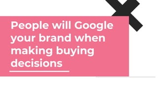 People will Google
your brand when
making buying
decisions
 
