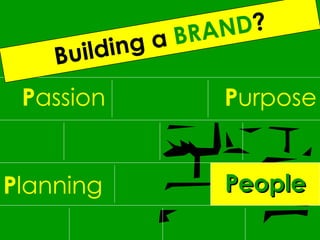 P assion P urpose P lanning People Building a   BRAND ? 