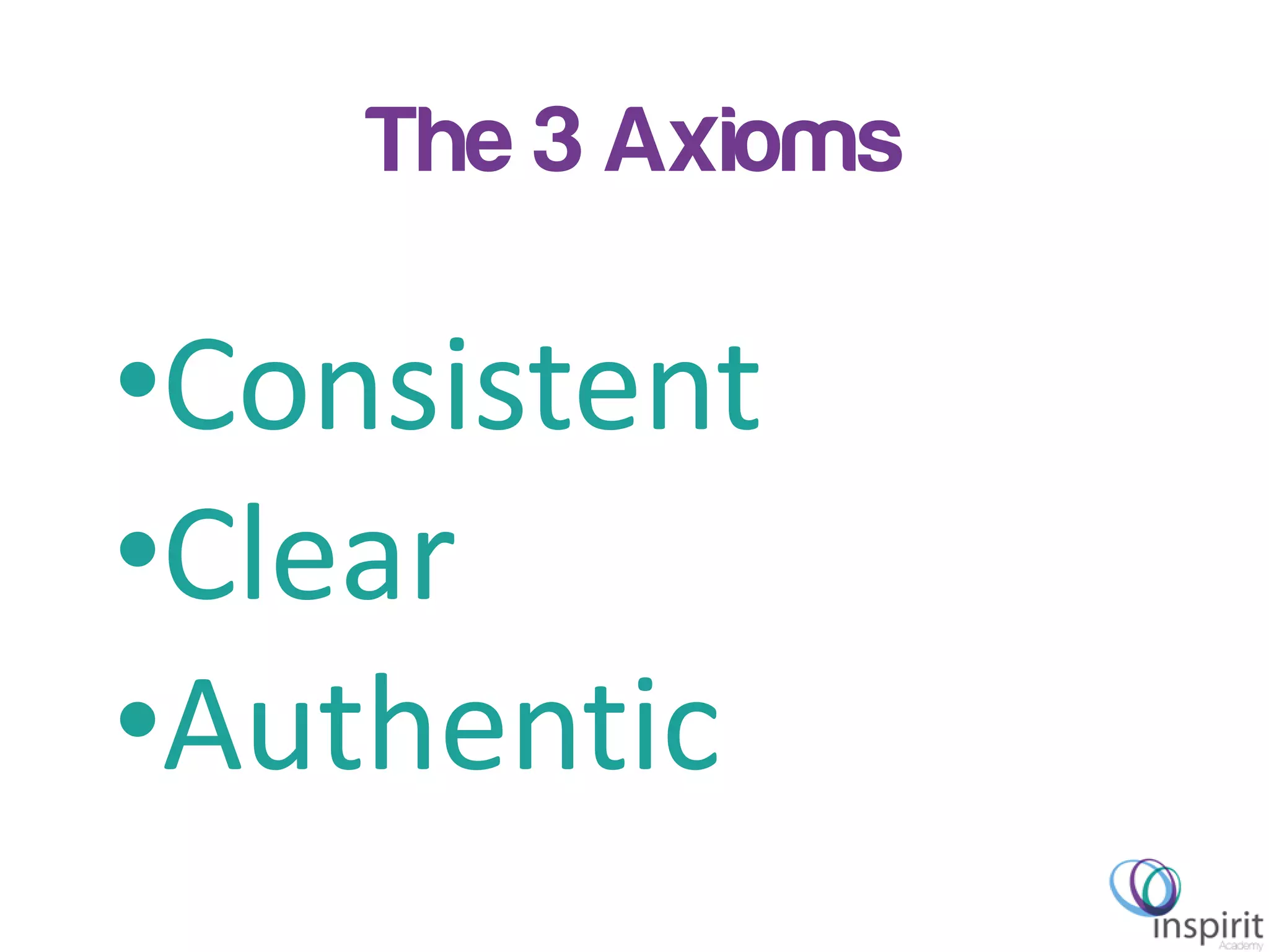 Inspirit Academy – GEW 2013
The 3 Axioms
•Consistent
•Clear
•Authentic
 