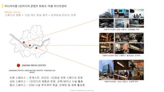 Copyright ⓒ 2017. MediaZamong Inc. All rights Reserved.
Media Center
스튜디오 렌탈 + 기업/개인 방송 제작 + 공개방송/라이브 지원
미디어자몽 1인미디어 콘텐츠 위워크 ‘자몽 미디어센터’
논현 스페이스 - 팟캐스트, 라이브, 1인방송 전문 스튜디오 운영
상암 스페이스 - 1인미디어 체험관 운영, 교육/세미나 시설 활용
용산 스페이스 - CGV 시설 투자계약 체결, 마케팅 및 제휴 활성화
ZAMONG MEDIA CENTER
GANGNAM CENTER / SANG-AM DMC CENTER / YONGSAN CGV
SPACE
자몽미디어센터 ‘강남 스페이스’ 논현역 위치
자몽미디어센터 ‘용산 스페이스’ 용산CGV 내 위치
자몽미디어센터 ‘상암 스페이스’ 상암DMC 위치
 