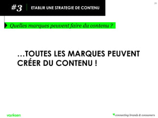 #3 
ETABLIR UNE STRATEGIE DE CONTENU 
Quelles marques peuvent faire du contenu ? 
36 
…TOUTES LES MARQUES PEUVENT 
CRÉER DU CONTENU !  