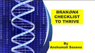 BRANDNA
CHECKLIST
TO THRIVE
By
Anshumali Saxena
 