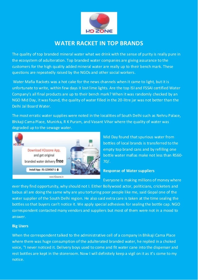 Branded Water Suppliers in Delhi NCR