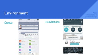 Environment
Oroeco Recyclebank
Apps
encouraging a
positive change
 