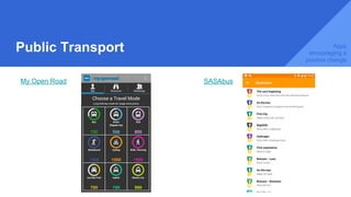 Public Transport Apps
encouraging a
positive change
My Open Road SASAbus
 