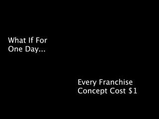 What If For
One Day...
Every Franchise
Concept Cost $1
 