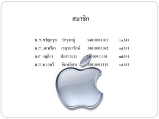 สมาชิก

น.ส. ขวัญอรุณ    บารุงหมู่     54010911007   mk541
น.ส. แพทรียา    เวฬุวนารักษ์   54010911042   mk541
น.ส. กฤติยา     ปะสาวะระ       54010911101   mk541
น.ส. นวลฉวี     จันทร์เสน      54010911119   mk541
 