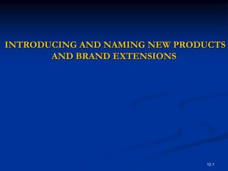 12.1
INTRODUCING AND NAMING NEW PRODUCTS
AND BRAND EXTENSIONS
 