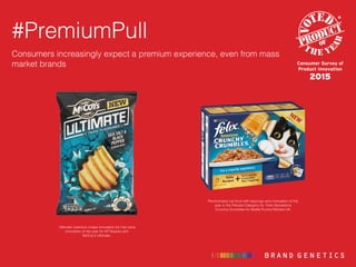#PremiumPull
Consumers increasingly expect a premium experience, even from mass
market brands
Premiumised cat food with to...