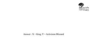 Answer : X = King; Y = Activision Blizzard
 