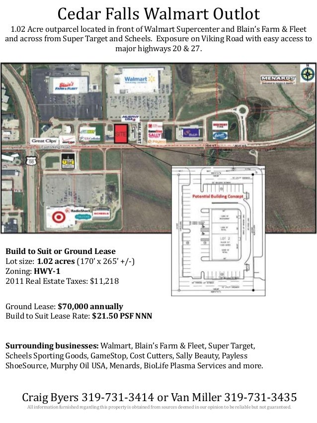 Cedar Falls, IA Walmart Outlot BuildtoSuit Opportunity
