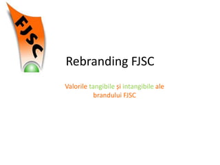Rebranding FJSC
Valorile tangibile și intangibile ale
brandului FJSC
 