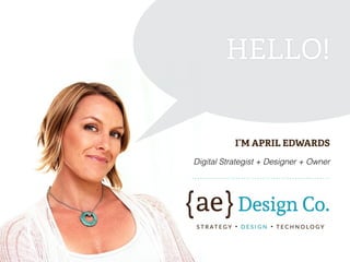 HELLO!
I’M APRIL EDWARDS
Digital Strategist + Designer + Owner
……………………………………………
 