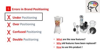 Brand Positioning
The brand`s positioning is the place in the
consumers mind that you want your brand to own.
It is the benefit you want your consumer
to perceive when they think of your brand.
A strong brand position means that the brand has
a unique, credible and sustainable position in the
mind of the consumer.
5
The 3 Cs in Positioning:
Crystal
Clear
Consumer
based
Competit-
ive
 