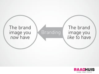 The brand
image you
now have
The brand
image you
like to have
Branding
 