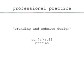 professional practice



“branding and website design”


         sonja kroll
           2777165
 