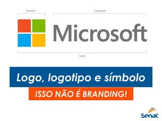 Logo, logotipo e símbolo
ISSO NÃO É BRANDING!
 