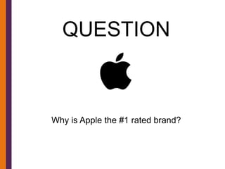 QUESTION



Why is Apple the #1 rated brand?
 