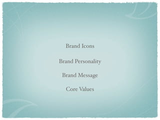 Brand Icons

Brand Personality

 Brand Message

  Core Values
 